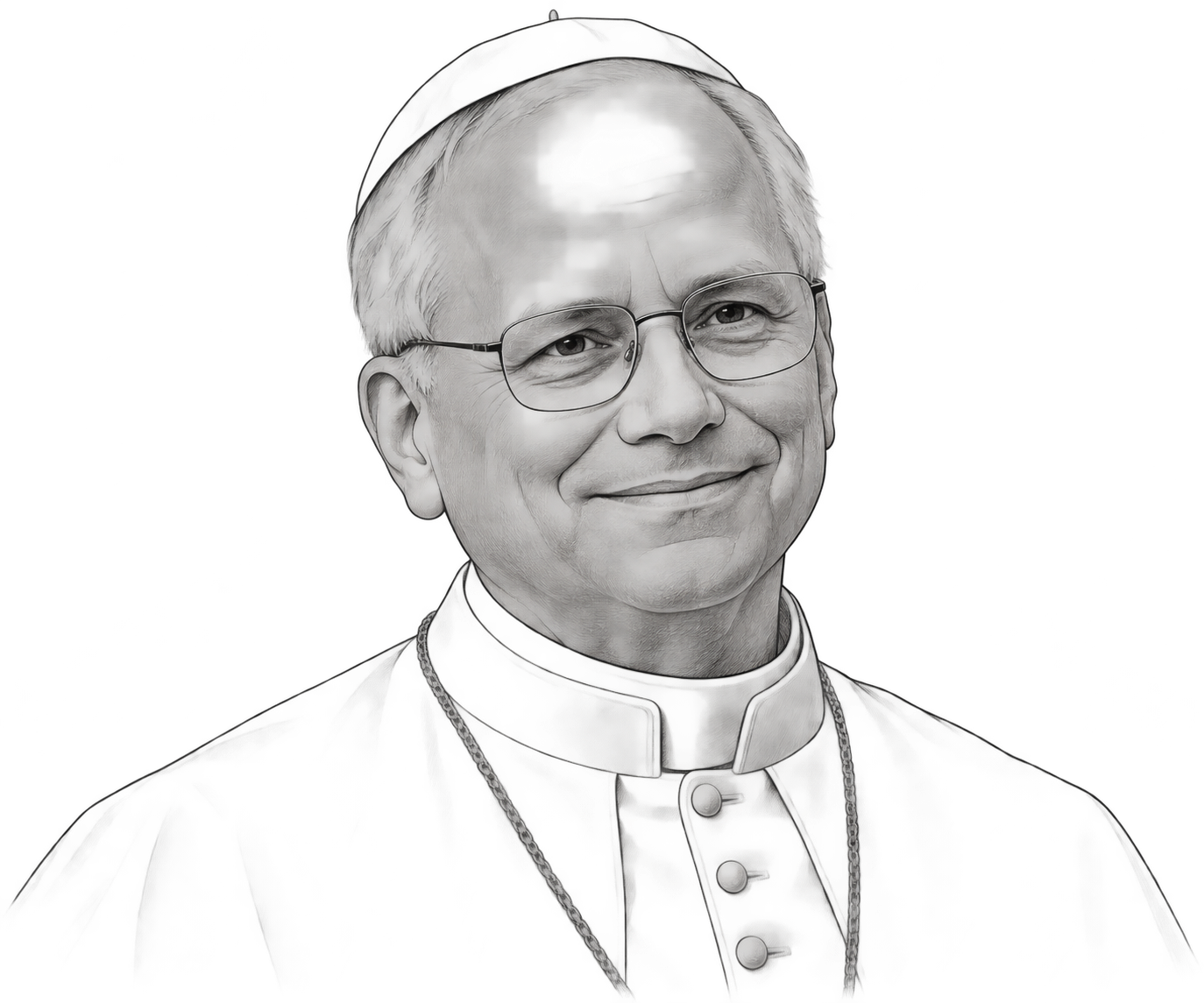 Line-art portrait of Pope Leo XIV
